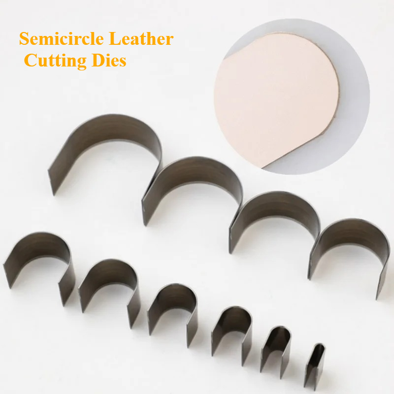 Leathercraft Japan - ชุดเครื่องมือตัดหนังรูปครึ่งวงกลม 10 ชิ้น/ชุด, แม่พิมพ์เจาะปลายสายเข็มขัดขนาด 5-55 มม.,