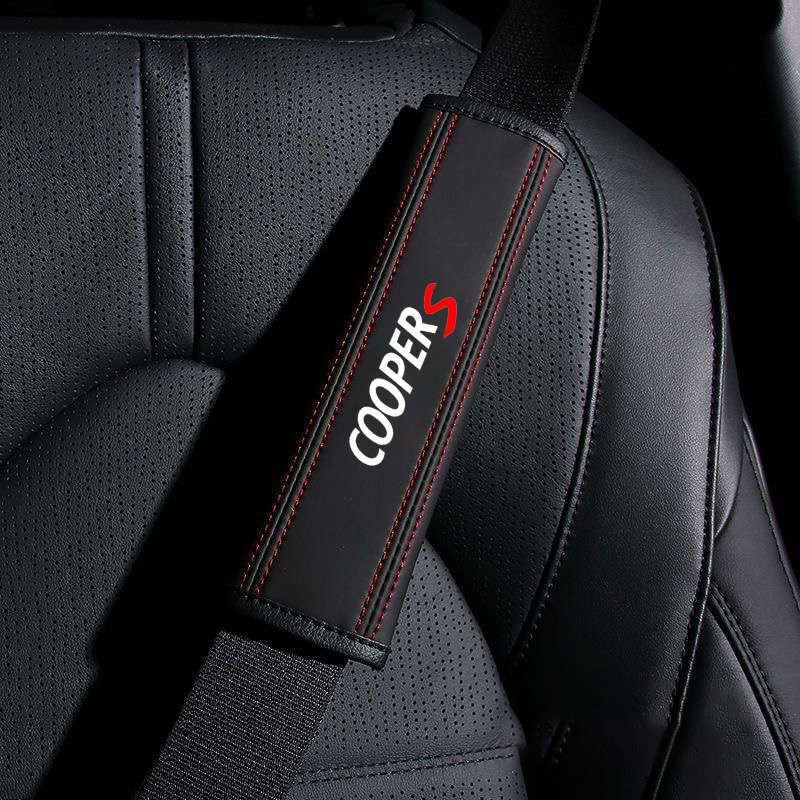 Leather Works Near Me - 2 ชิ้นรถที่นั่งเข็มขัด Nappa หนังความปลอดภัยเข็มขัดไหล่สําหรับ Mini Cooper