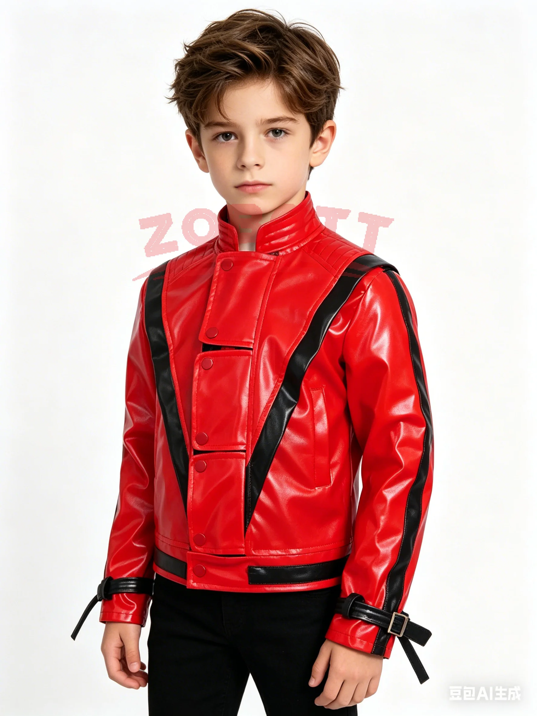Leather Work Jacket - ไมเคิล โจเซฟ แจ็คสัน เสื้อแจ็คเก็ตหนังสีแดงสุดเร้าใจ ของขวัญวันฮาโลวีน ของขวัญวันเกิด