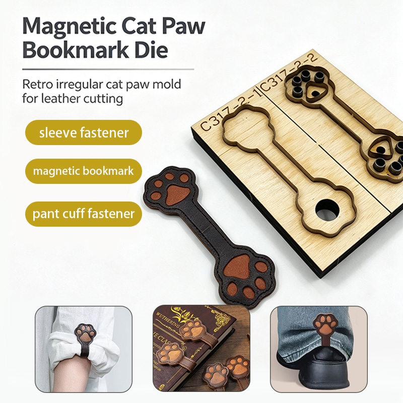 Leatherwork Projects - แม่พิมพ์ตัดหนังรูปกรงเล็บแมว C317 สำหรับงานฝีมือ DIY ใช้ทำที่คั่นหนังสือแม่เหล็ก ปลอกแขนกางเกง