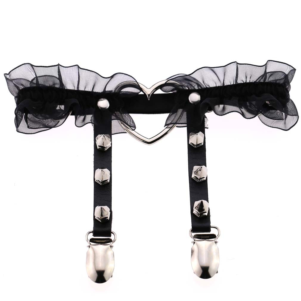 Leather Work Harness - ผู้หญิง Goth หนัง Love Garter เข็มขัดขาแหวนสายรัด