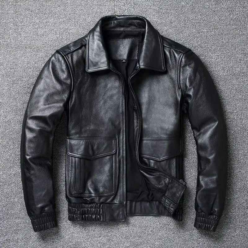 Leather Work Jacket - แจ็กเก็ตหนังสำหรับผู้ชาย, ใหม่2024แจ็คเก็ตฤดูหนาว A2คลาสสิกโค้ทหนังวัวเสื้อแจ็คเก็ตหนังแท้คุณภาพ