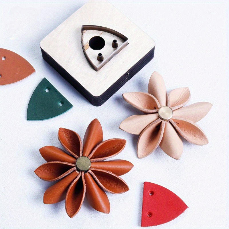 Leatherwork Projects - แม่พิมพ์ตัดหนังรูปกลีบดอกไม้ แม่พิมพ์ไม้สำหรับงาน DIY เครื่องมือทำเครื่องหนังสำหรับทำเข็มกลัดดอกไม้หนัง 3 มิติ