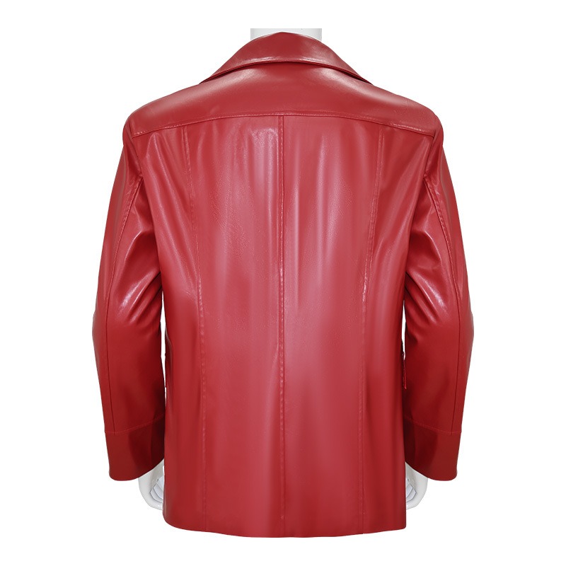 เสื้อแจ็คเก็ตหนังสีแดงสำหรับผู - Leather Work Jacket บทวิจารณ์และราคา