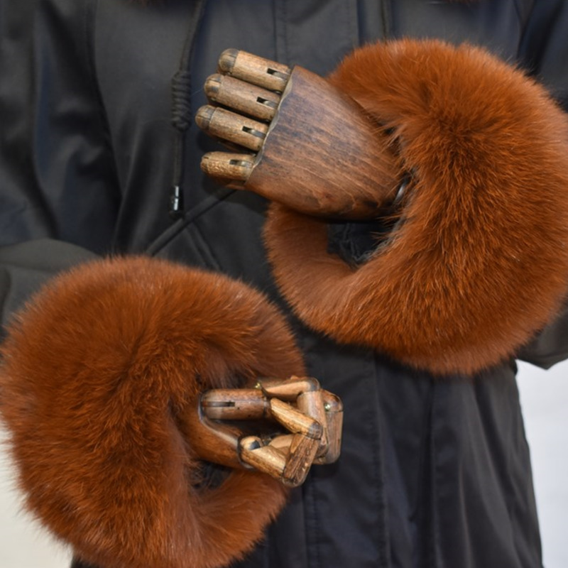 Fox Fur Cuffs สําหรับผู้หญิงทั - Leatherwork Rings บทวิจารณ์และราคา