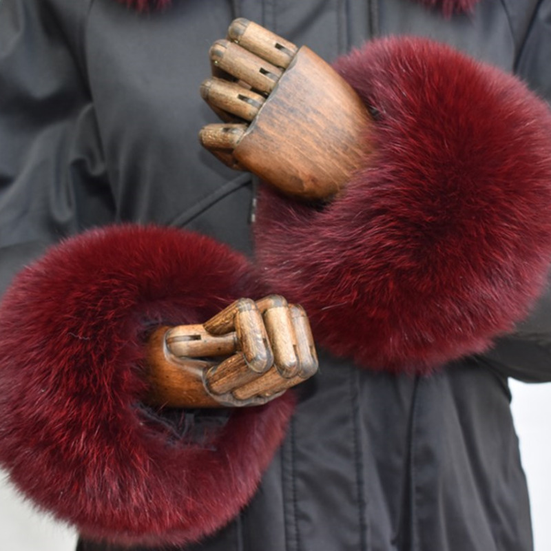 Fox Fur Cuffs สําหรับผู้หญิงทั - Leatherwork Rings บทวิจารณ์และราคา