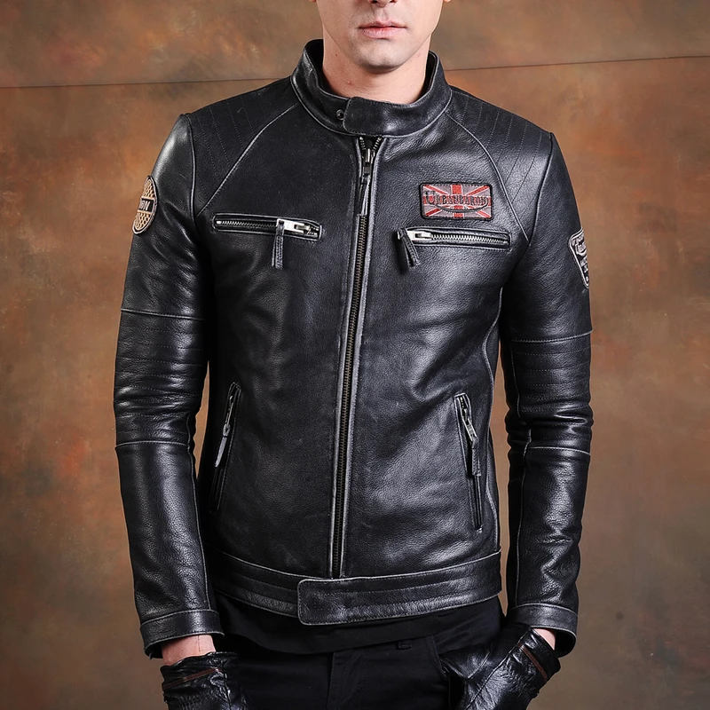 เสื้อแจ็คเก็ตหนังแท้แฟชั่นเสื้ - Leather Work Jacket บทวิจารณ์และราคา