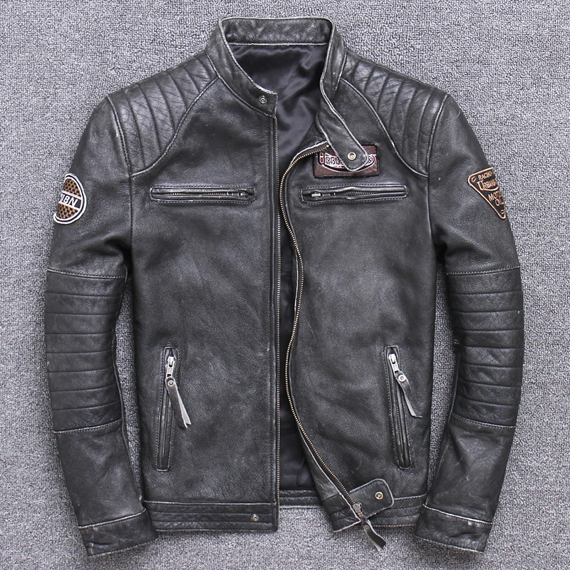 เสื้อแจ็คเก็ตหนังแท้แฟชั่นเสื้ - Leather Work Jacket บทวิจารณ์และราคา