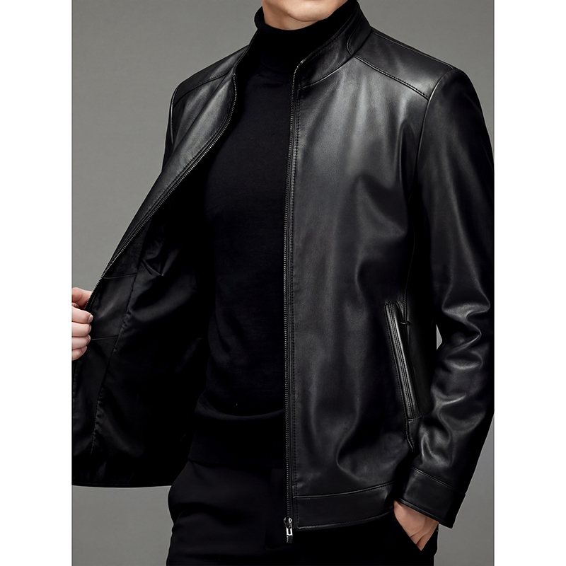 หนังแกะแท้ 100% เสื้อแจ็คเก็ตห - Leather Work Jacket บทวิจารณ์และราคา