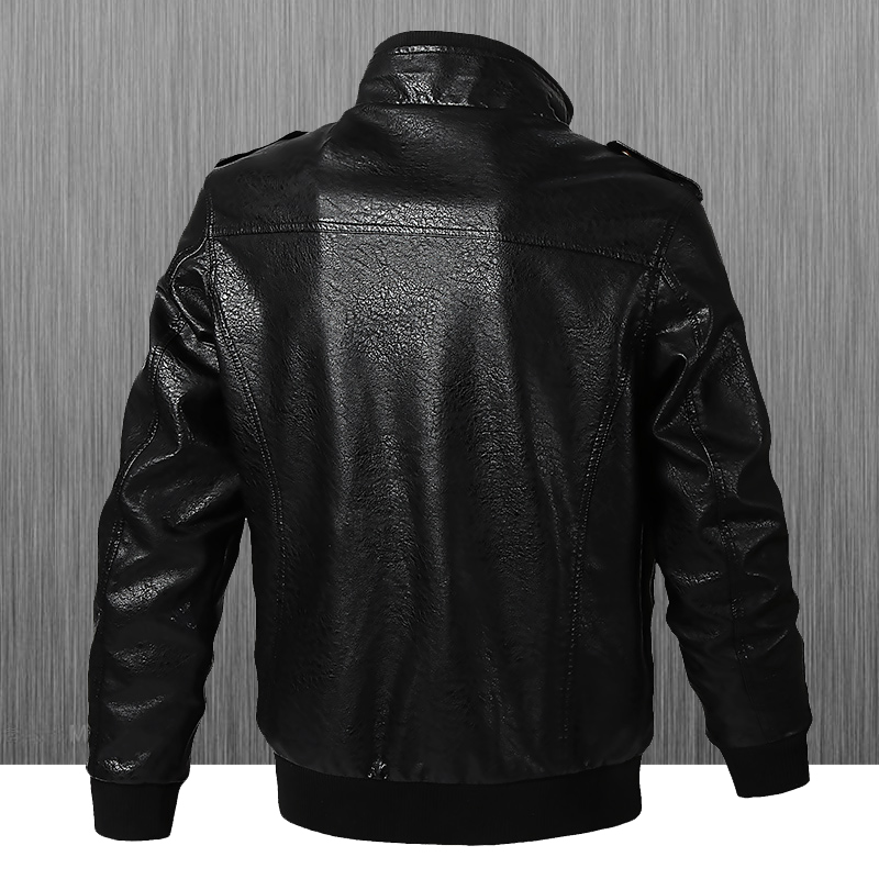 แจ็คเก็ตหนังทรงสลิมฟิตสำหรับผู - Leather Work Jacket บทวิจารณ์และราคา