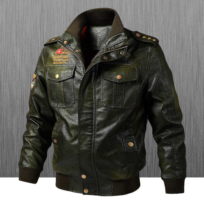 แจ็คเก็ตหนังทรงสลิมฟิตสำหรับผู - Leather Work Jacket บทวิจารณ์และราคา