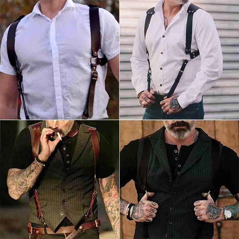 เข็มขัดเอี๊ยมแฟชั่นสำหรับผู้ชา - Leather Work Harness บทวิจารณ์และราคา