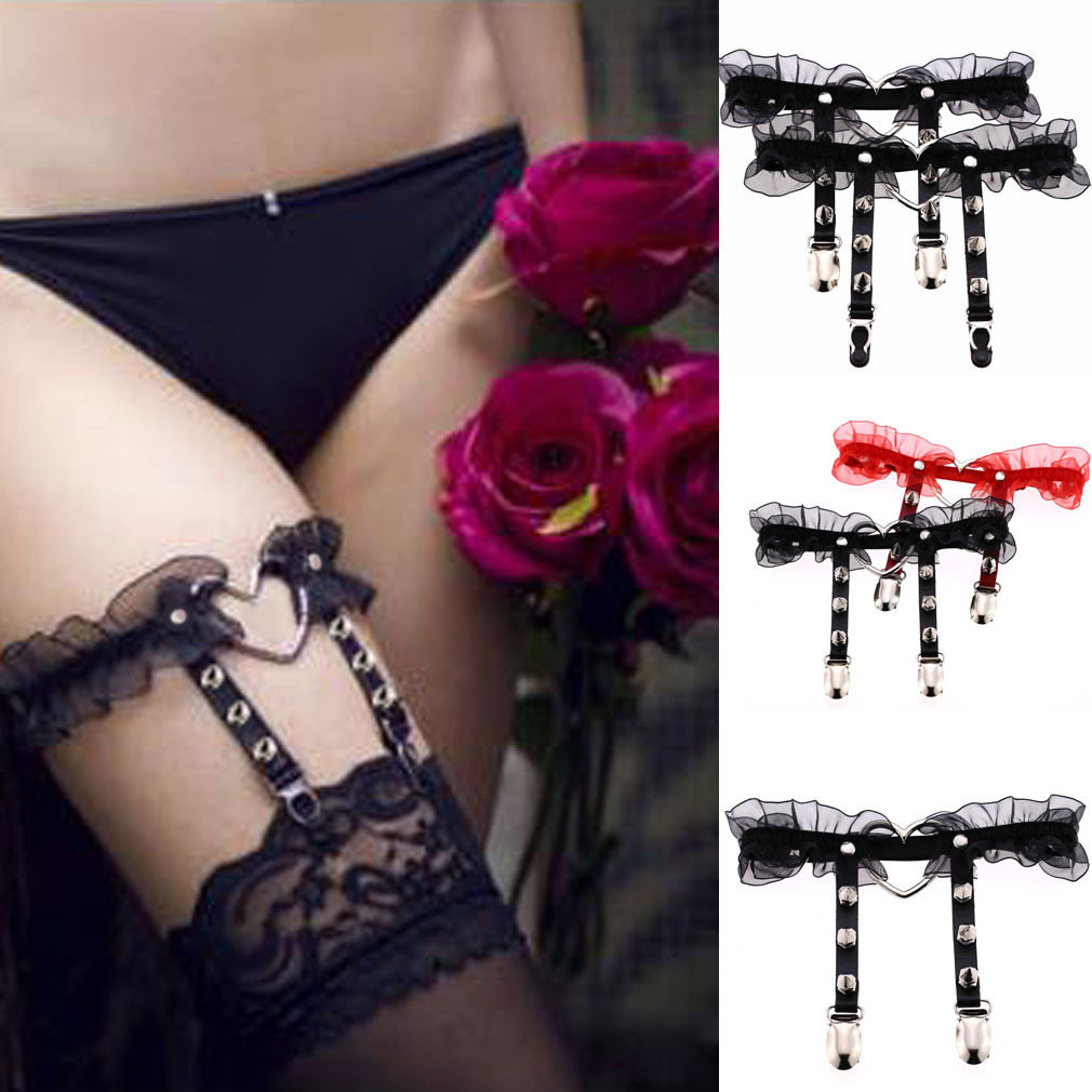 ผู้หญิง Goth หนัง Love Garter  - Leather Work Harness บทวิจารณ์และราคา
